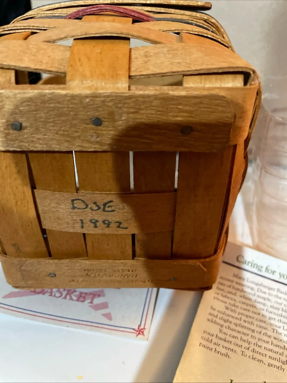 Longaberger 1993 Inaugural Basket 5 x 4.5   With plastic liner/description card